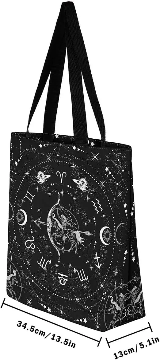 Sun And Moon Tote Bag Galaxy Sun And Moon Shopping Grocery Bags Starry Sky Universe Shoulder Bag
