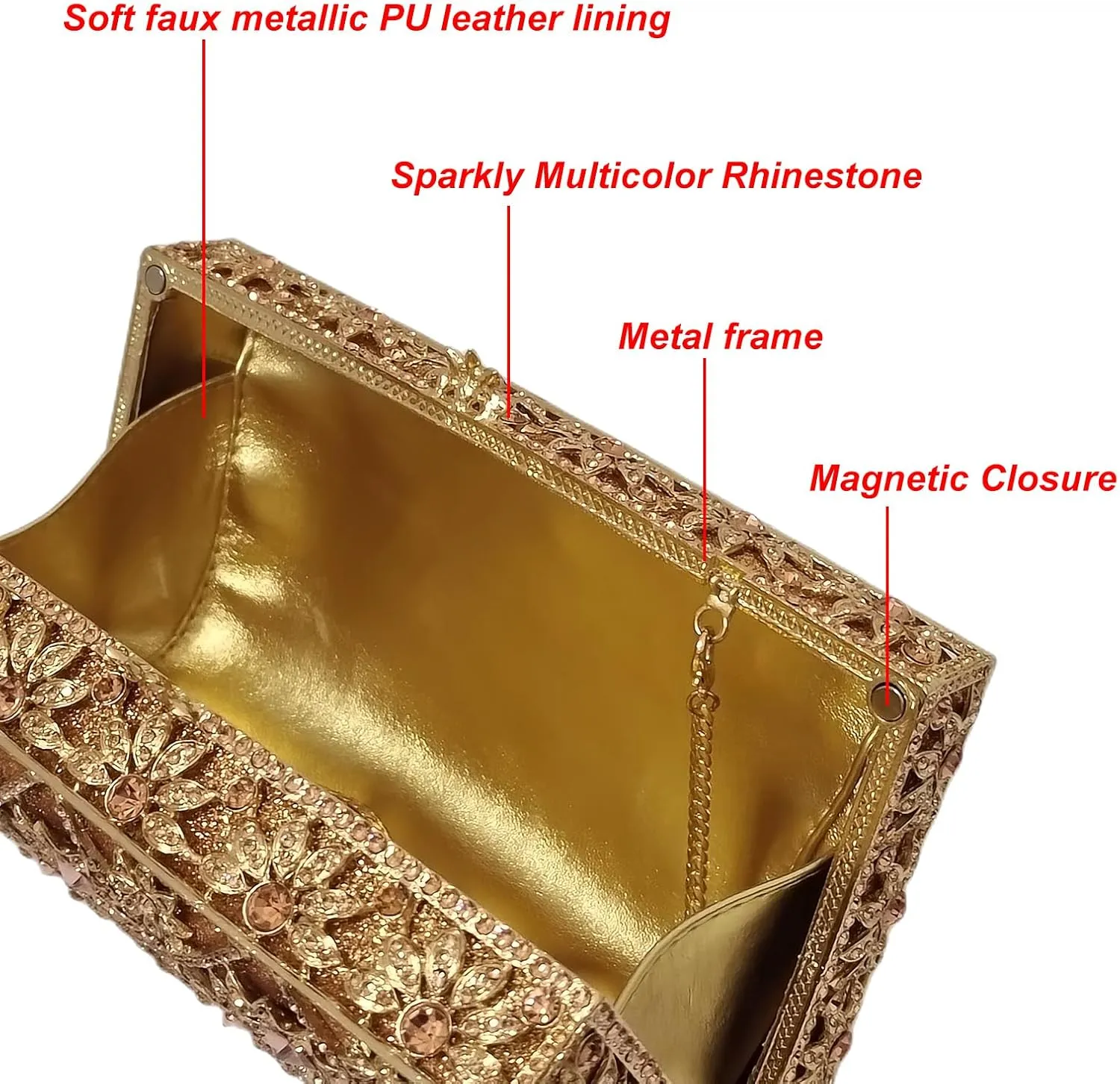 Sunflower Box Crystal Clutch Women Elegant Formal Wedding Bridal Evening Bags Flower Rhinestone Handbags Purse