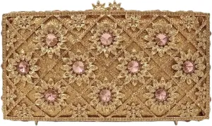 Sunflower Box Crystal Clutch Women Elegant Formal Wedding Bridal Evening Bags Flower Rhinestone Handbags Purse