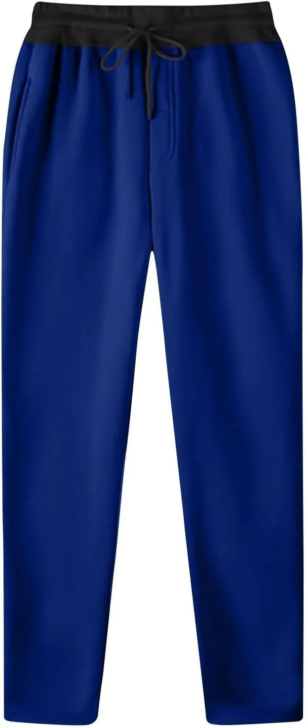 Sweat Pants for Men Athletic Drawstring Wide Leg Casual Joggers Pants Workout Running Loose Fit Trousers with Pockets