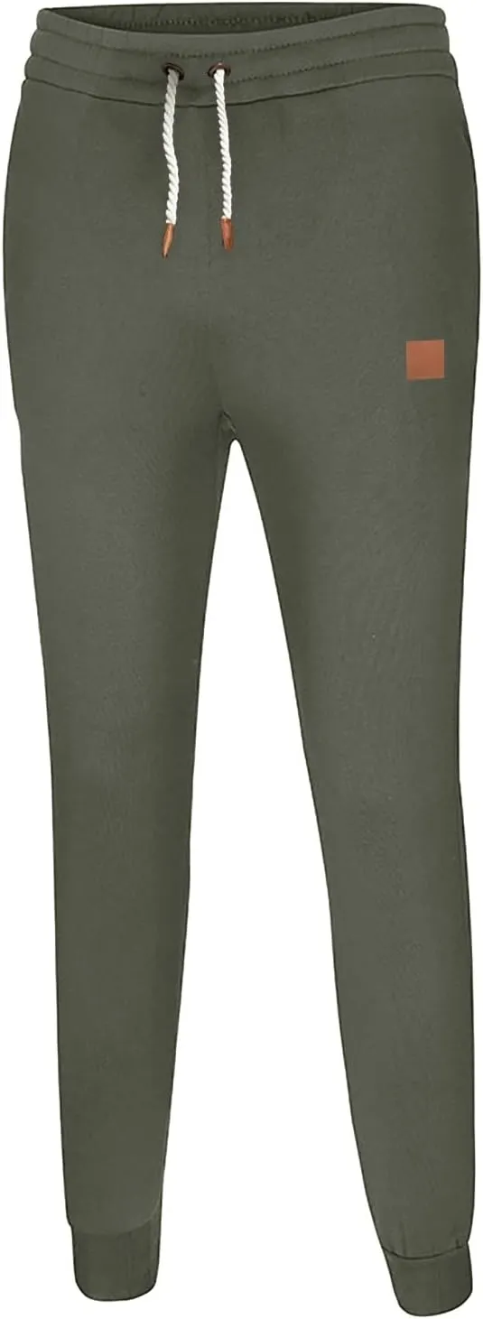 Sweatpants for Men Cotton Casual Waist Men Solid with Pockets Waist Trousers Elastic Men's Stretch Waist Cargo