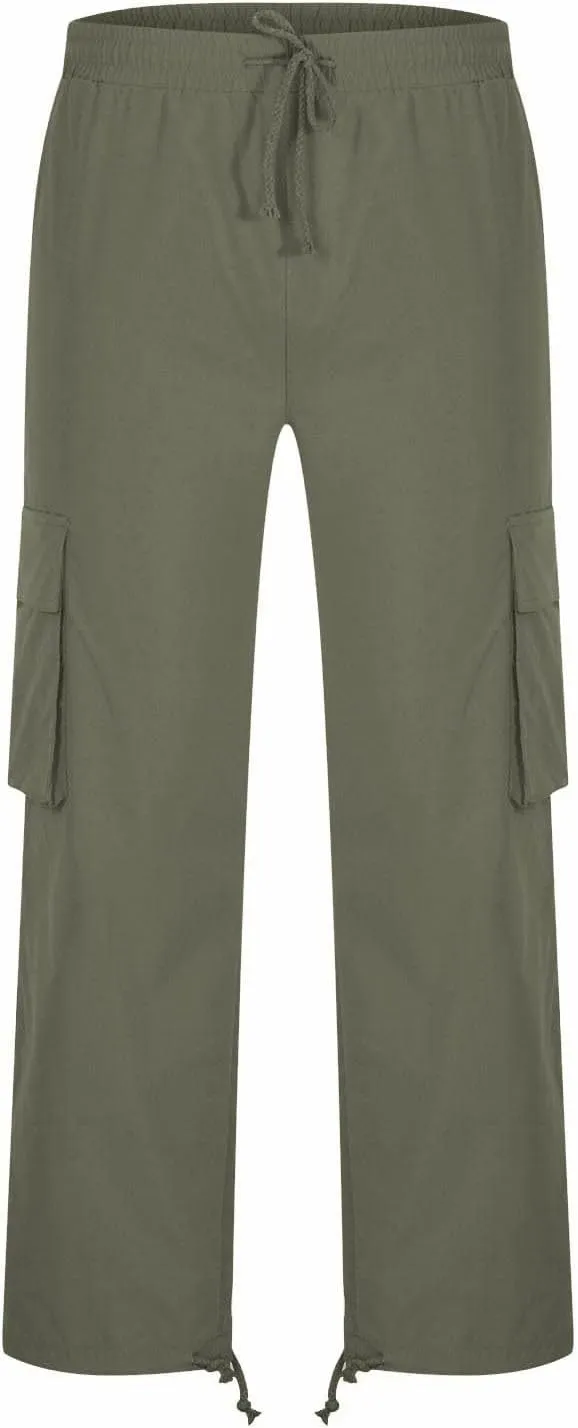 Sweatpants for Men Cotton Casual Waist Men Solid with Pockets Waist Trousers Elastic Men's Stretch Waist Cargo