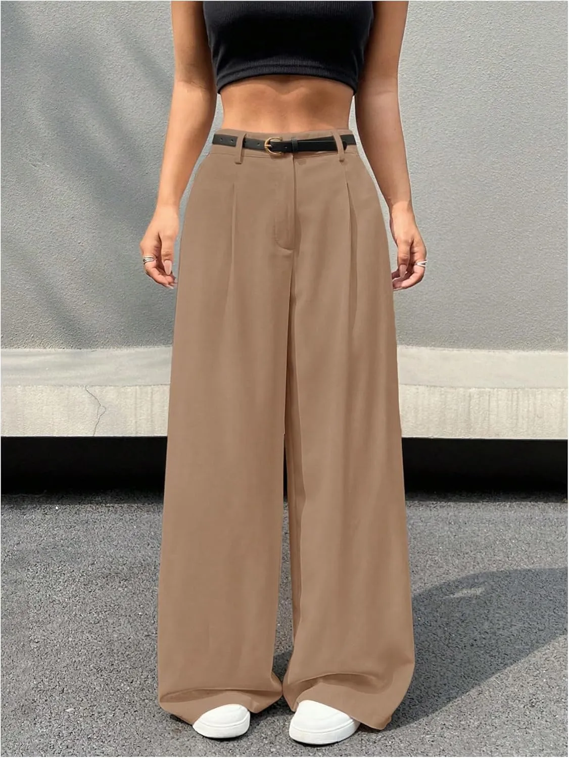 SweatyRocks Women's High Waist Work Pants Dressy Casual Wide Leg Flowy Trousers