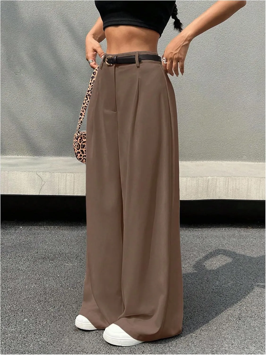 SweatyRocks Women's High Waist Work Pants Dressy Casual Wide Leg Flowy Trousers