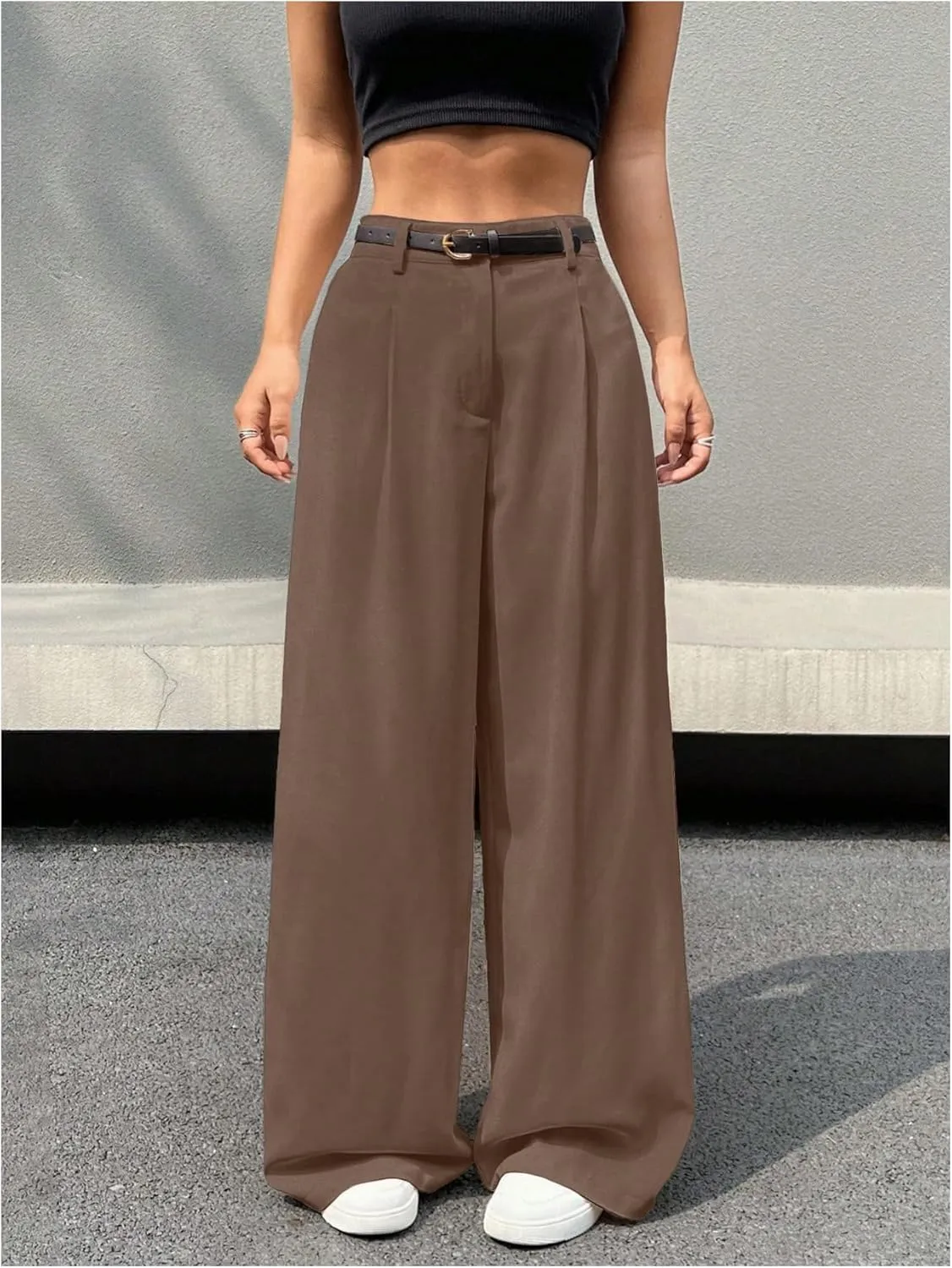 SweatyRocks Women's High Waist Work Pants Dressy Casual Wide Leg Flowy Trousers