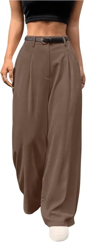 SweatyRocks Women's High Waist Work Pants Dressy Casual Wide Leg Flowy Trousers