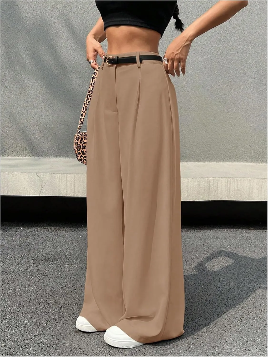 SweatyRocks Women's High Waist Work Pants Dressy Casual Wide Leg Flowy Trousers