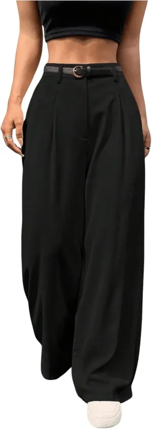 SweatyRocks Women's High Waist Work Pants Dressy Casual Wide Leg Flowy Trousers