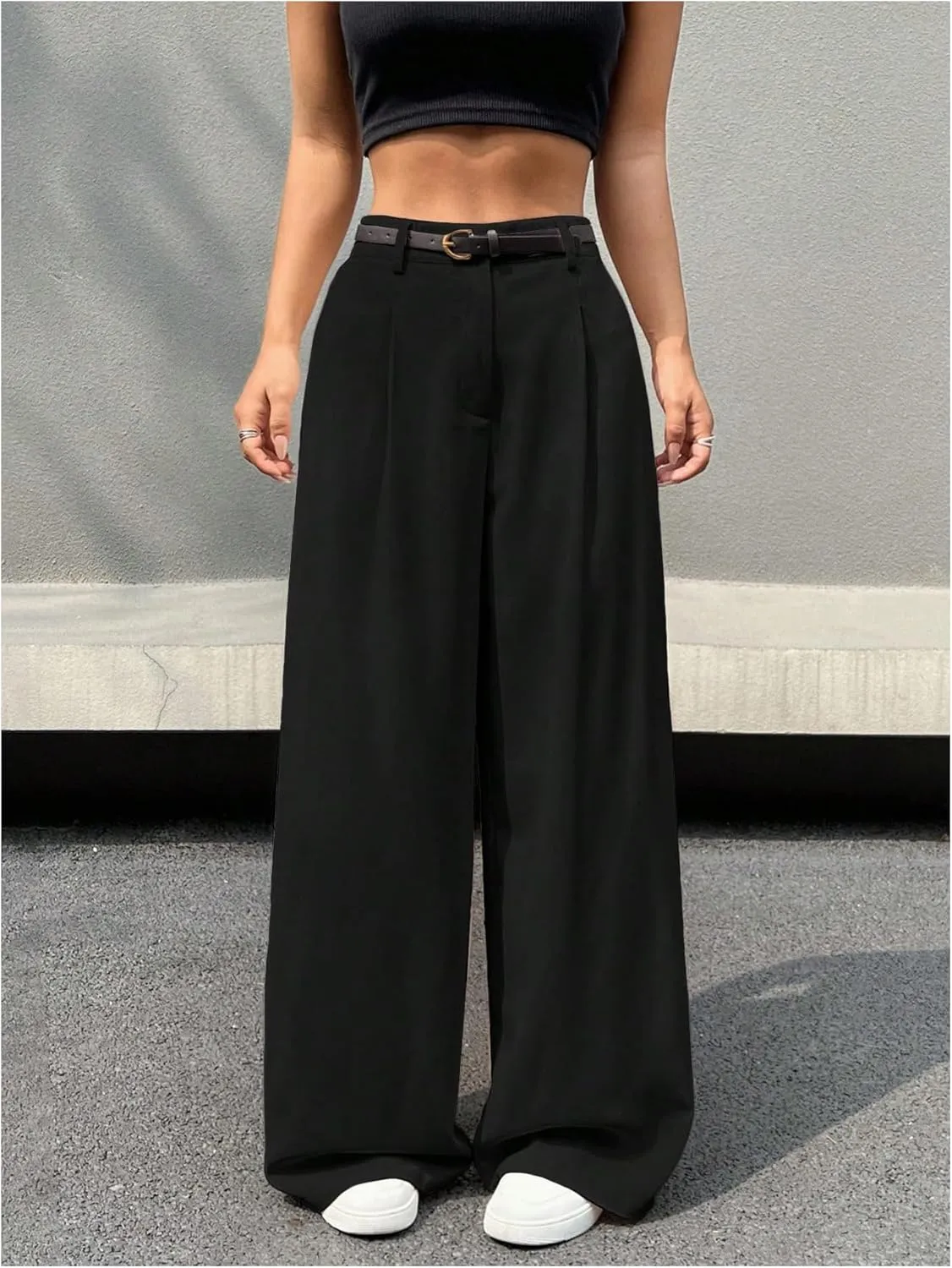 SweatyRocks Women's High Waist Work Pants Dressy Casual Wide Leg Flowy Trousers