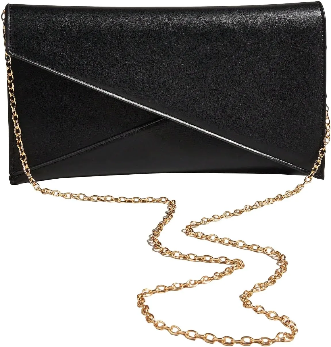 SweatyRocks Women's Leather Chain Strap Crossbody Bag Medium Evening Clutch Bags