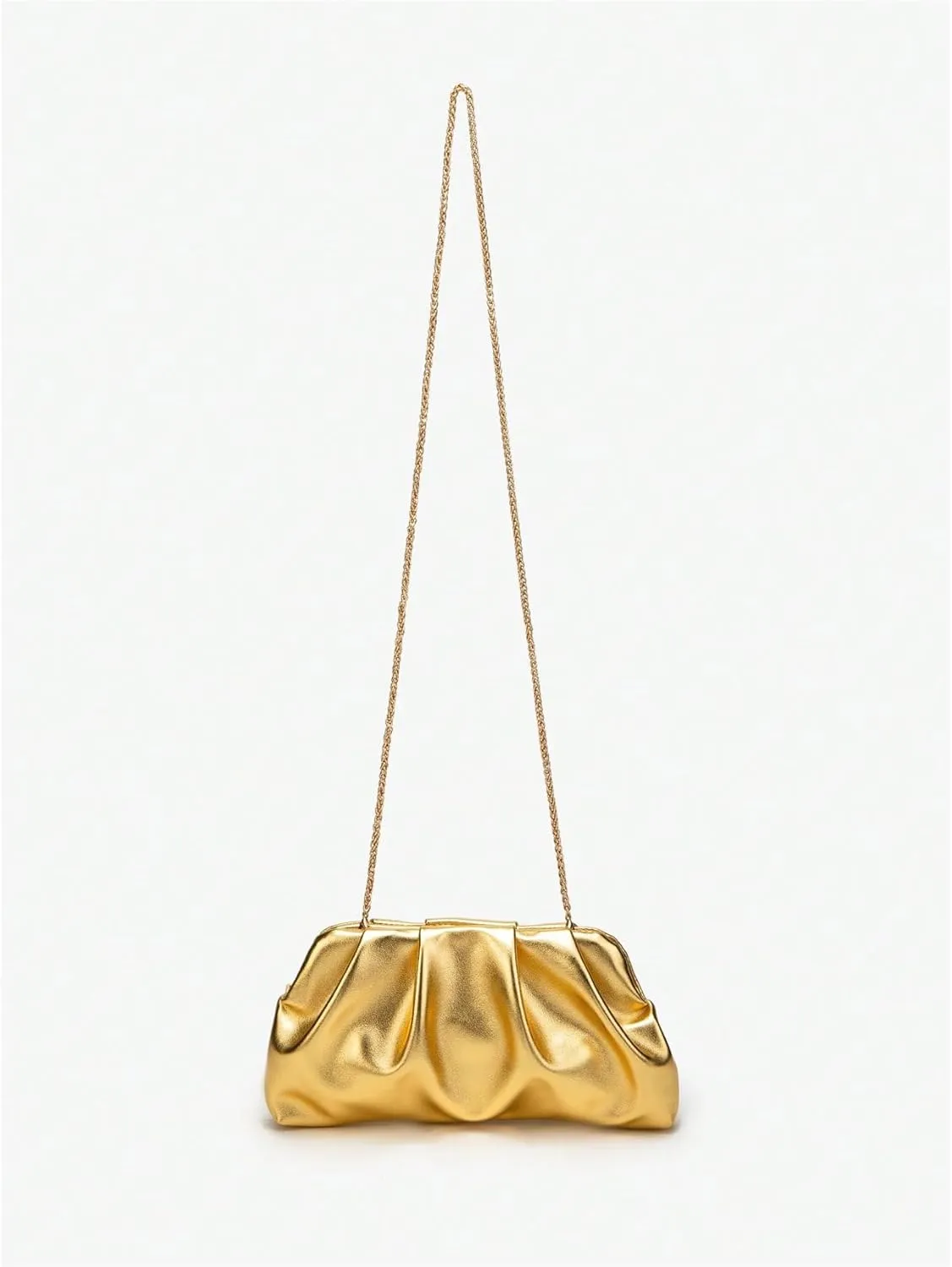 SweatyRocks Women's Metallic Ruched Evening Bags Wedding Prom Clutch Purses Crossbody Handbags