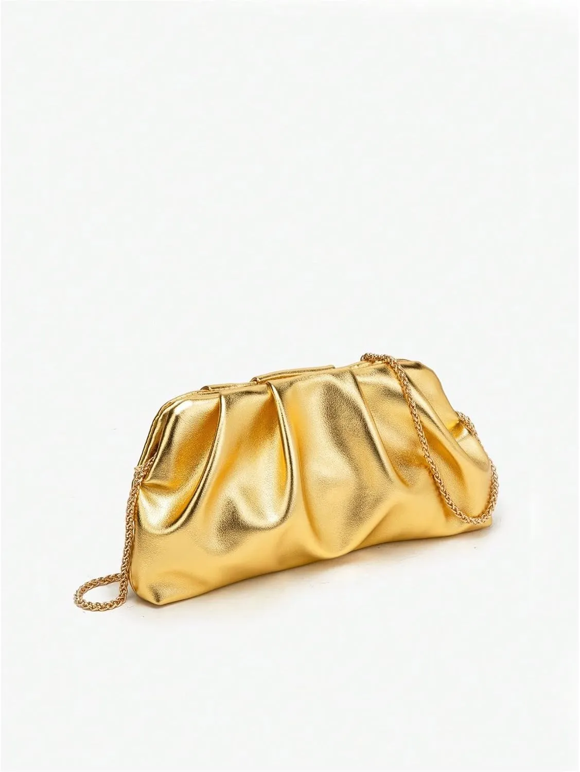 SweatyRocks Women's Metallic Ruched Evening Bags Wedding Prom Clutch Purses Crossbody Handbags