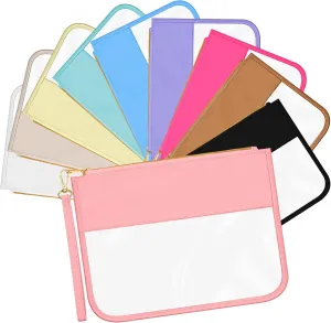 Sweetude 10 Pcs Nylon Makeup Bag Chenille Letter Clear Zipper Pouch Waterproof Toiletry Cosmetic Bag Transparent Pouches for Women Girls(Multicolor)