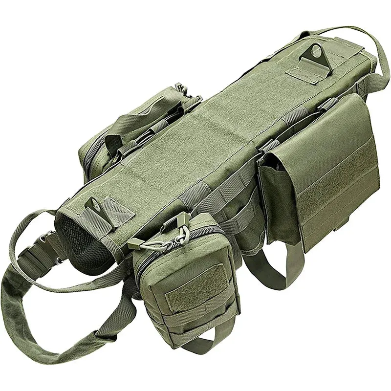 Tactical Dog Harness with Pouches Vest K9 No-Pull Handle Comfortable Adjustable Outdoor Training Service Camouflage Harness