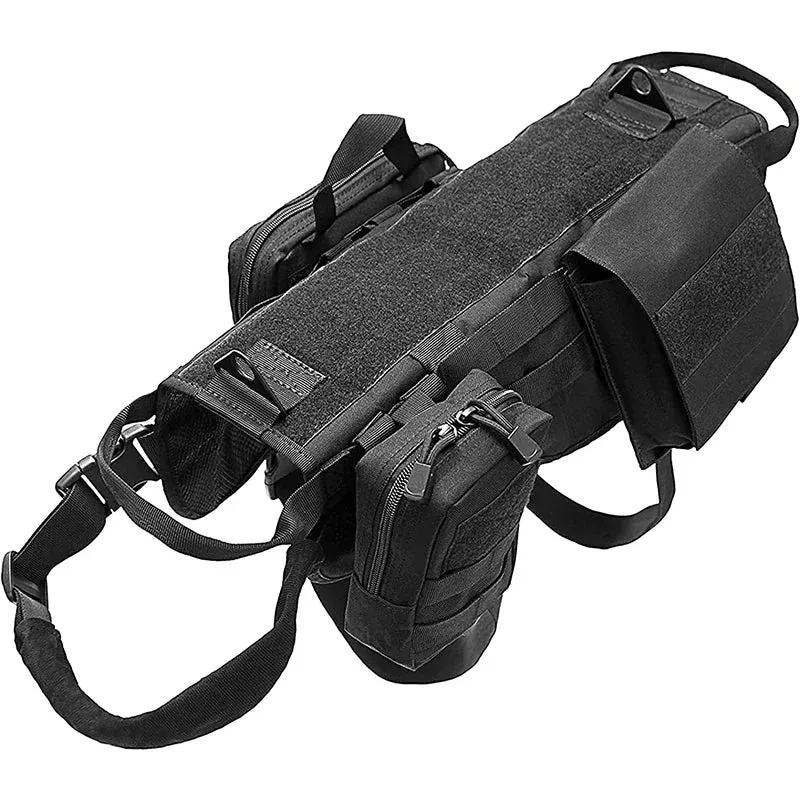 Tactical Dog Harness with Pouches Vest K9 No-Pull Handle Comfortable Adjustable Outdoor Training Service Camouflage Harness