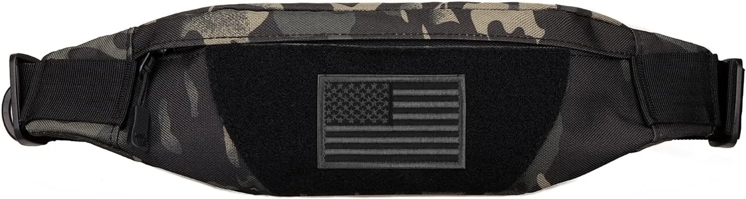 Tactical Fanny Pack for Men Running Belt Small Military Waist Bag for Travel Hiking Climbing Fishing, Black Camo