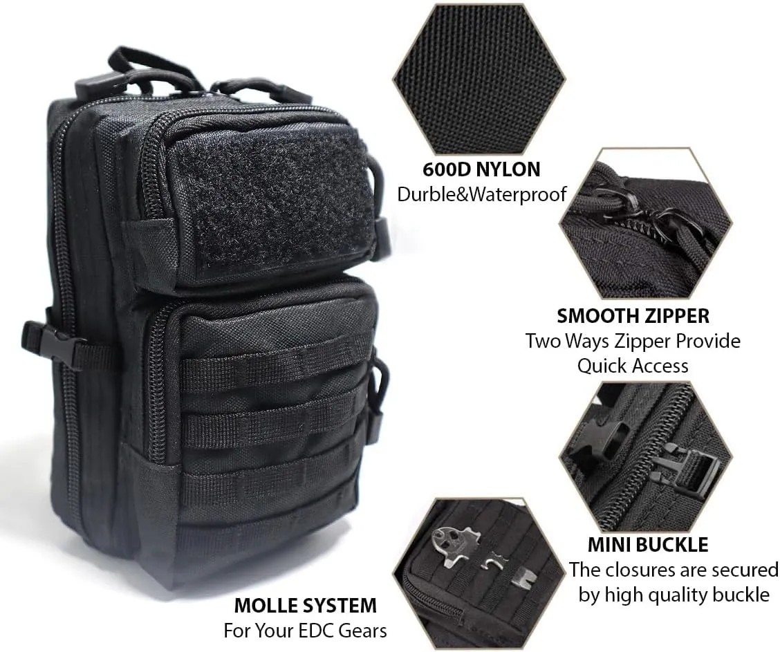 Tactical Molle Utility Pouch, Compact EDC Tool Pouch Bag Tactical Phone Pouches Medical EDC IFAK Pack Mini Waist Pouches