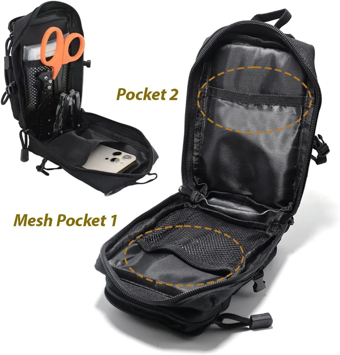 Tactical Molle Utility Pouch, Compact EDC Tool Pouch Bag Tactical Phone Pouches Medical EDC IFAK Pack Mini Waist Pouches
