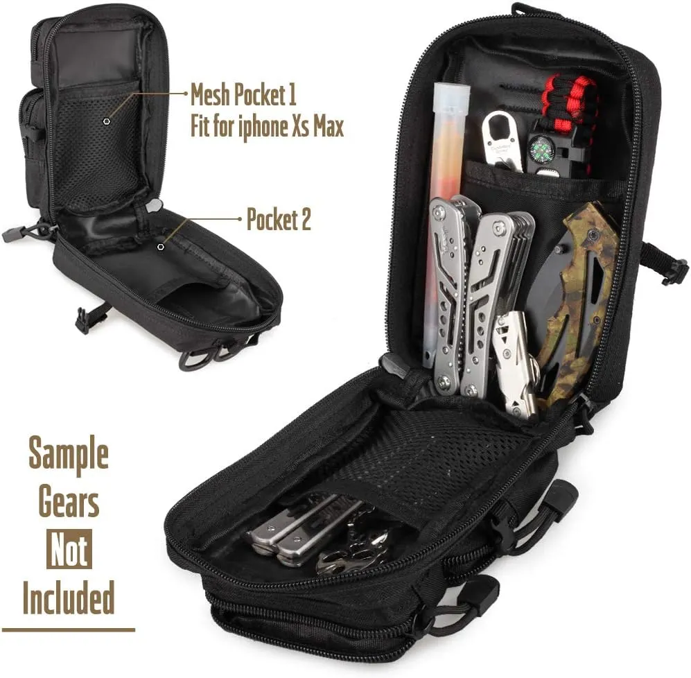 Tactical Molle Utility Pouch, EDC Tool Pouch Tactical Phone Pouches Mini Waist Pouches Medical EDC IFAK Pack Mini Design of 3-Day Backpack