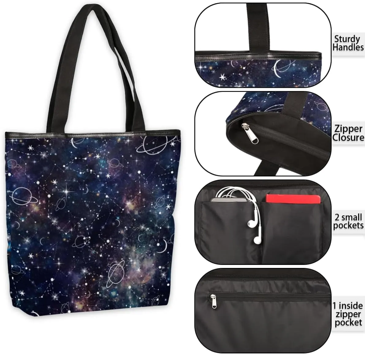 Tavisto Canvas Tote Bag,Nerdy Frog Grocery Shopping Bags 11"x13.6"x4" Durable