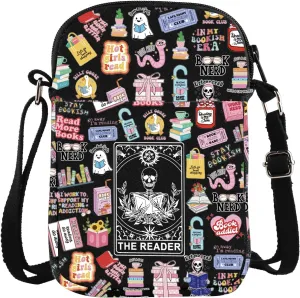 The Reader Tarot Card Carry-on Bag Book Reader Inspired Messenger Bag Bookish Book Reading Gift Skeleton Gothic Romance Gift