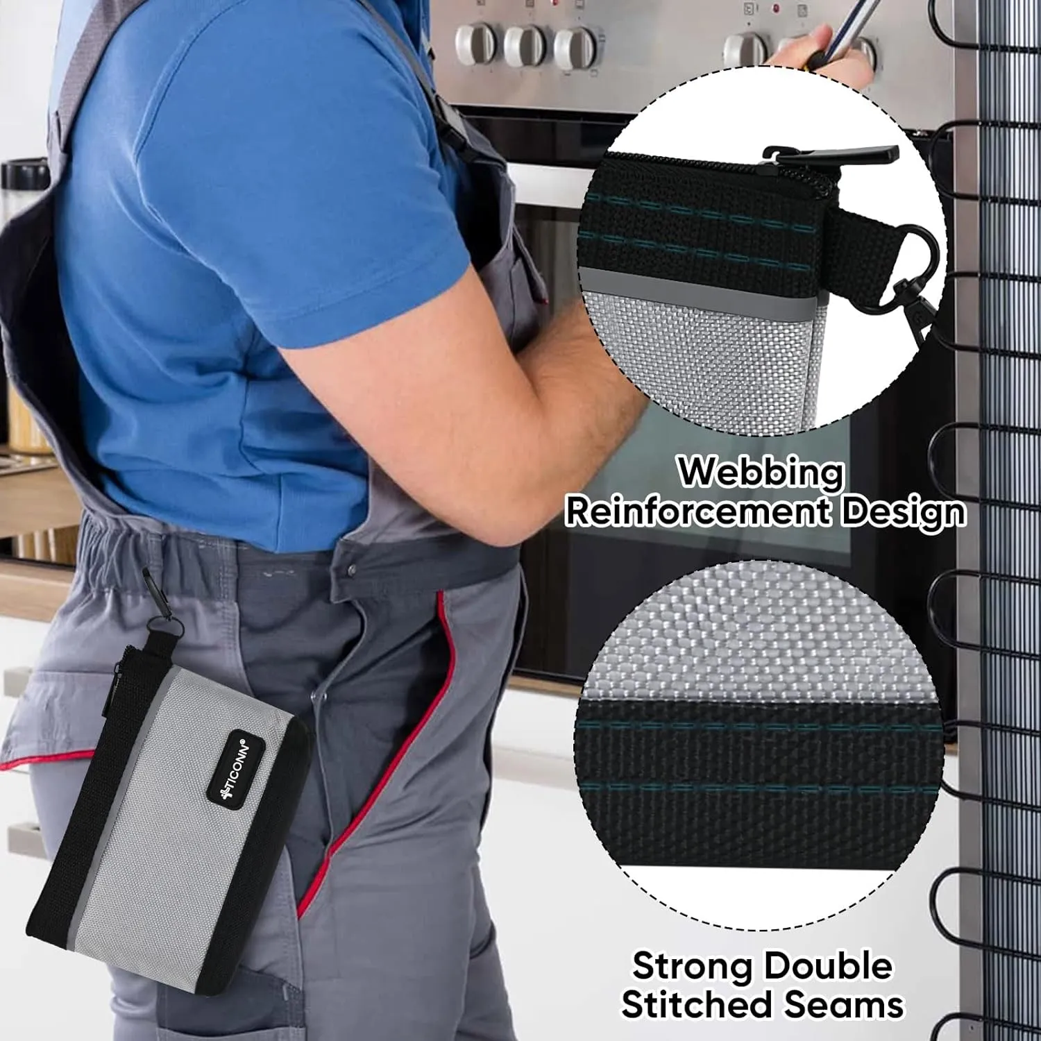 TICONN Tool Pouches with Zipper, 1680D Oxford Small Tool Bags, Waterproof Utility Bag Zipper Pouch for Tool Organizers and Storage (9 Pack Medium)