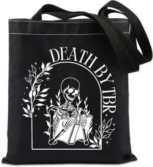 TIIMG Death By To Be Read Tote Bag Romance Reader Gift Book Club Librarian Handbag Literature Gift
