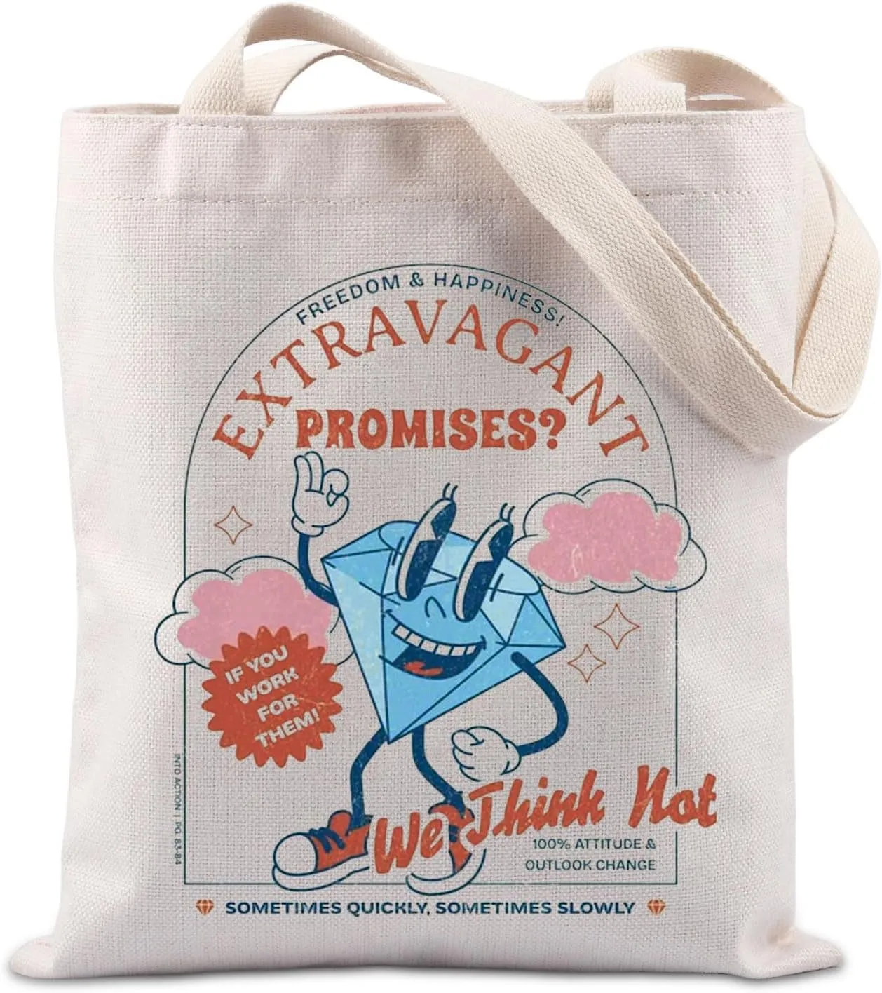 TIIMG Freedom & Happiness Gift Inspiring Sobriety Gift Sober Self-control Addiction Recovery Gift Tote Bag