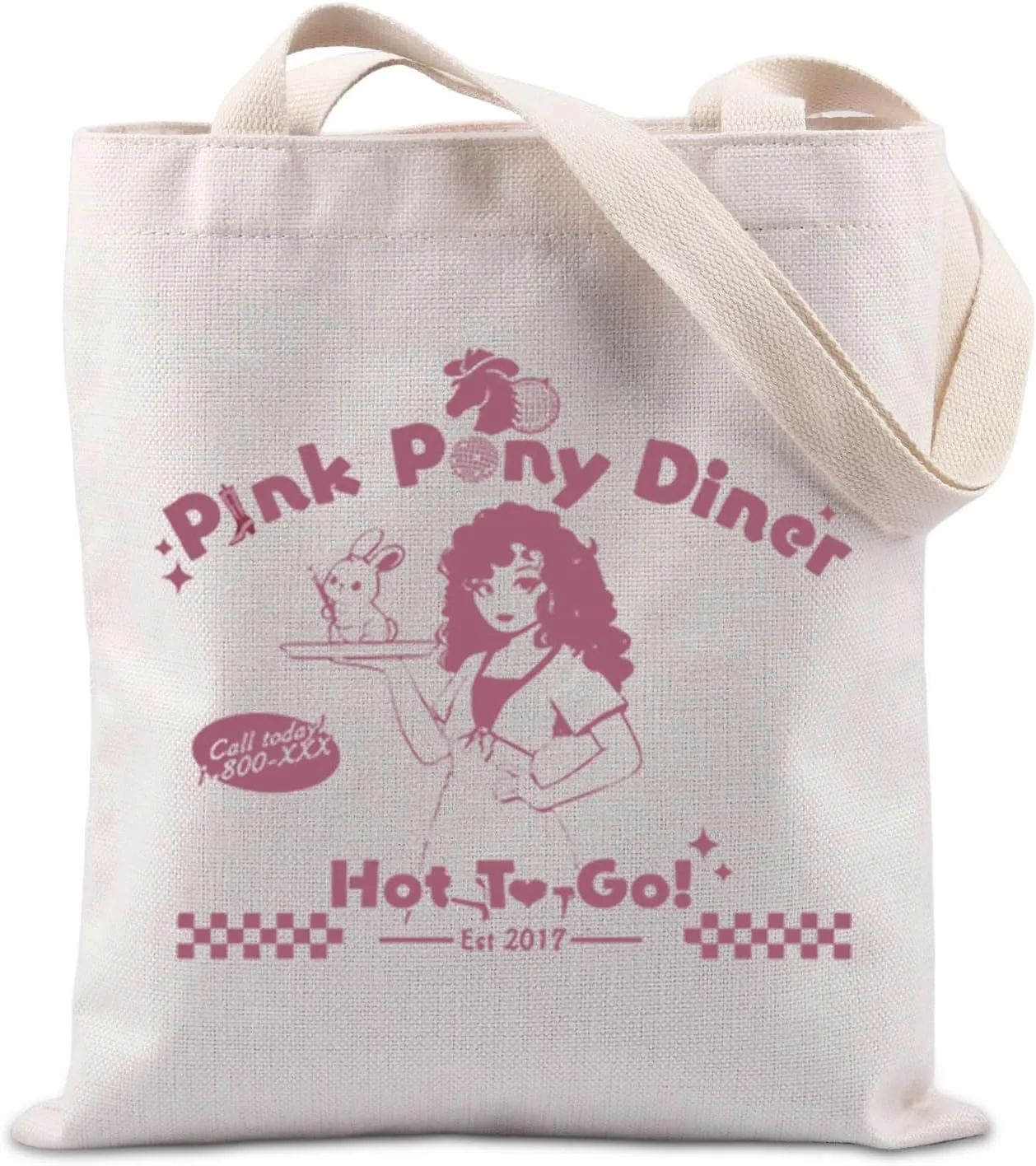 TIIMG Pink Diner Tote Bag - Music Lover Gift for Singer & Pop Fans