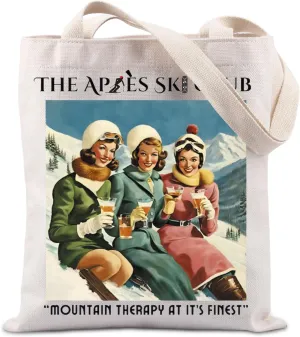 TIIMG Ski Club Gift Winter Sport Skiing Gift Ski Trip Skier Skiing Mountain Therapy Present Tote Bag