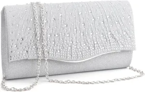 TINDTOP Clutch Purses for Women, Formal Evening Bags Suede Shoulder Envelope Party Handbags Wedding Cocktail Prom Clutches