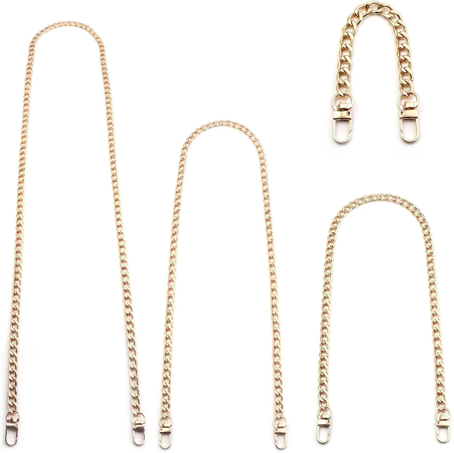Tiparts Purse Strap Flat Purse Chain Strap Purse Straps Replacement Crossbody Bag Chain Purse Extender Chain for Handbags Shoulder Bag with Metal Buckles(7.9/15.7/31.5/47.2 Inches, Gold)