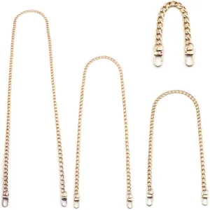 Tiparts Purse Strap Flat Purse Chain Strap Purse Straps Replacement Crossbody Bag Chain Purse Extender Chain for Handbags Shoulder Bag with Metal Buckles(7.9/15.7/31.5/47.2 Inches, Gold)