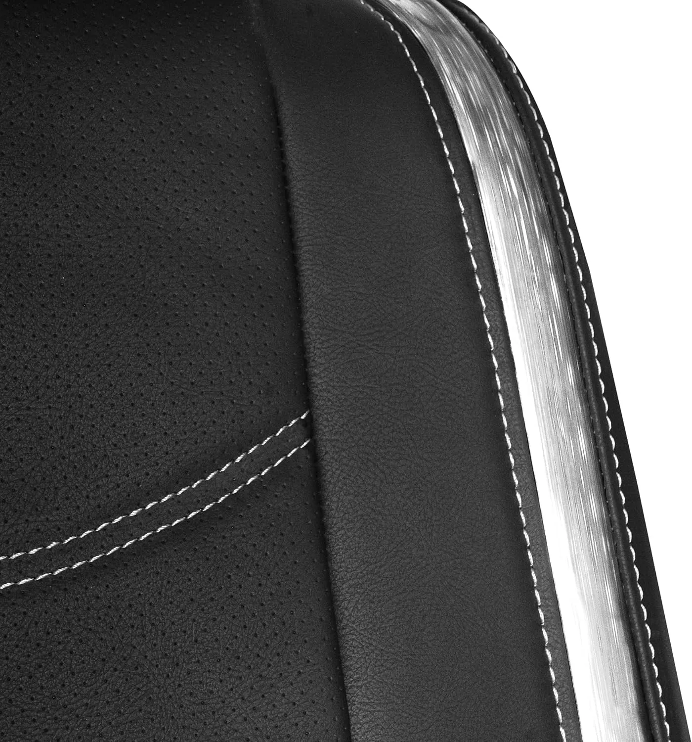 TLH Automotive White Car Seat Covers Galaxy13 Metallic Striped Deluxe Leatherette Seat Covers Built-in Pockets Anti-Slip Protection Universal Fit Car Seat Covers for Most Cars, Trucks, SUVs and Vans