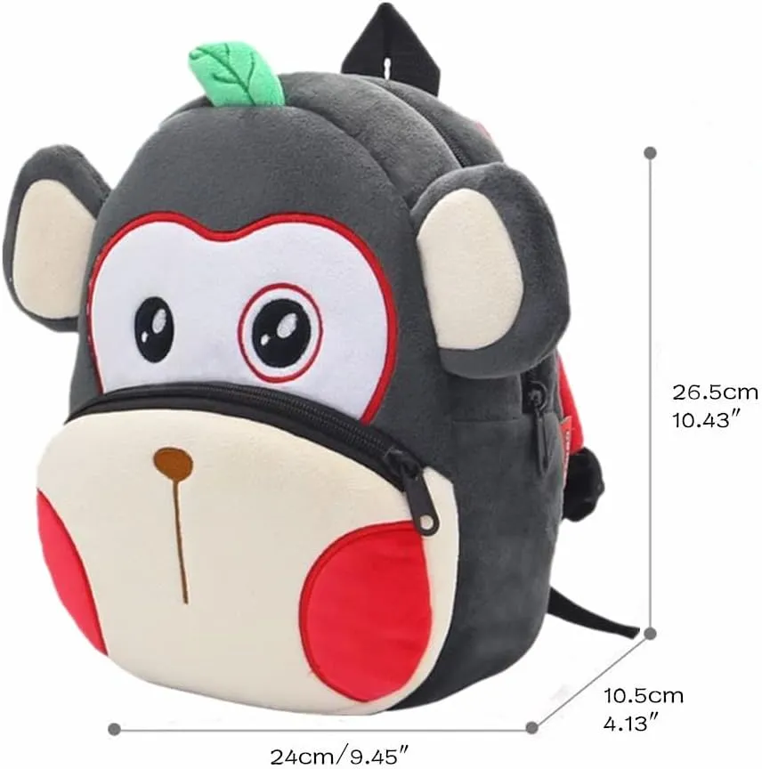 Toddler Backpack for Boys and Girls, Cute Soft Plush Animal Cartoon Mini Backpack Little For Kids 2-6 Years (monkey)