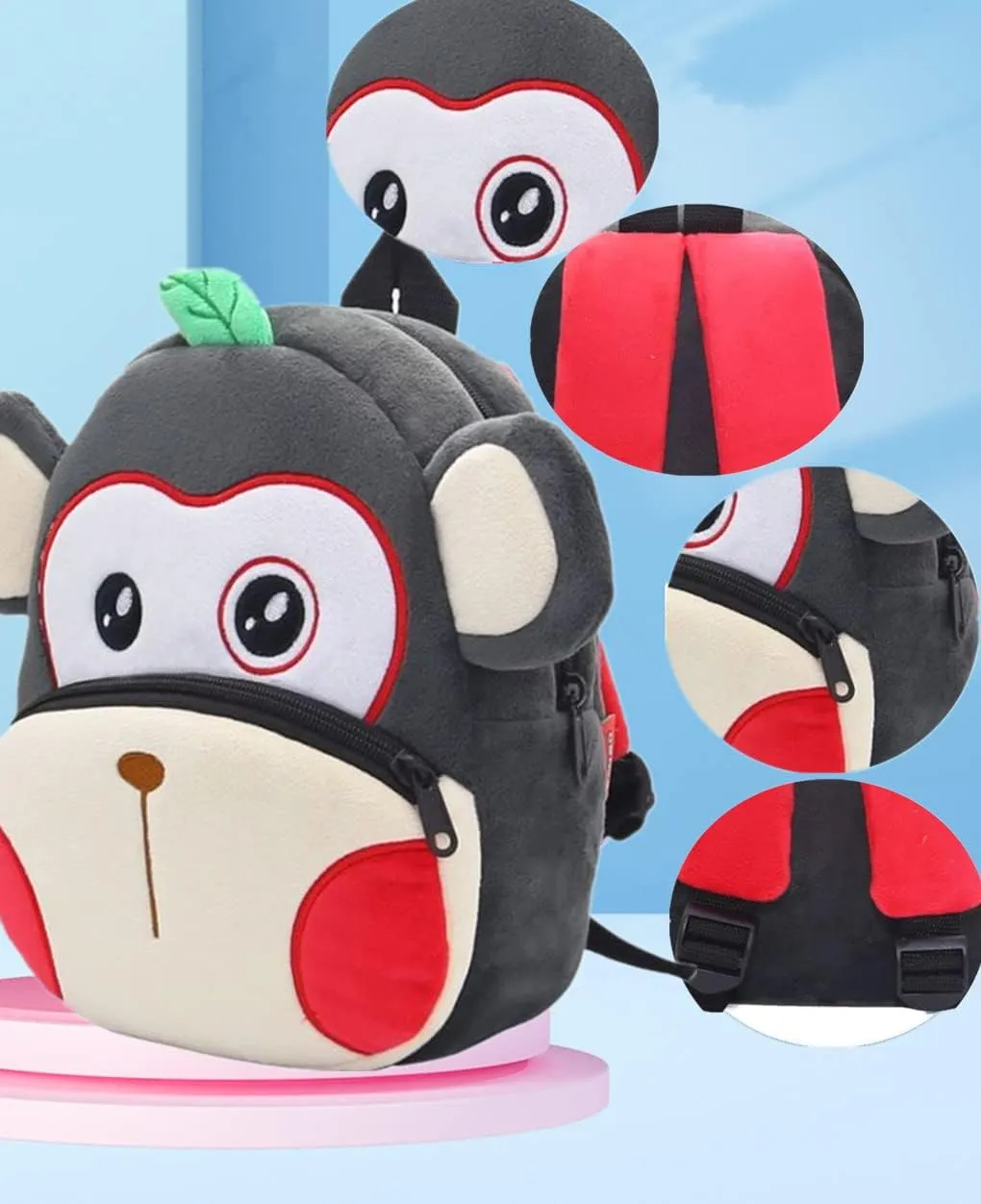 Toddler Backpack for Boys and Girls, Cute Soft Plush Animal Cartoon Mini Backpack Little For Kids 2-6 Years (monkey)