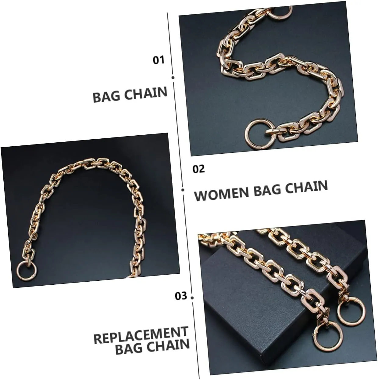 Tofficu Replacement Bag Chain Zinc Alloy Chain Fashion Handbag Strap for Women