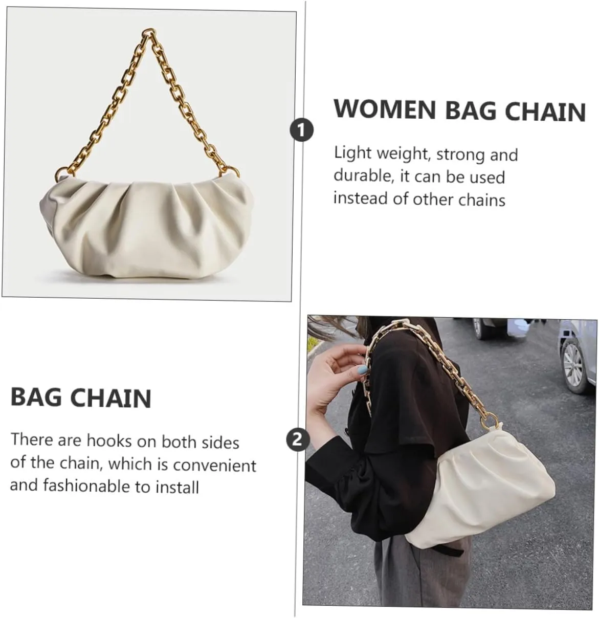 Tofficu Replacement Bag Chain Zinc Alloy Chain Fashion Handbag Strap for Women