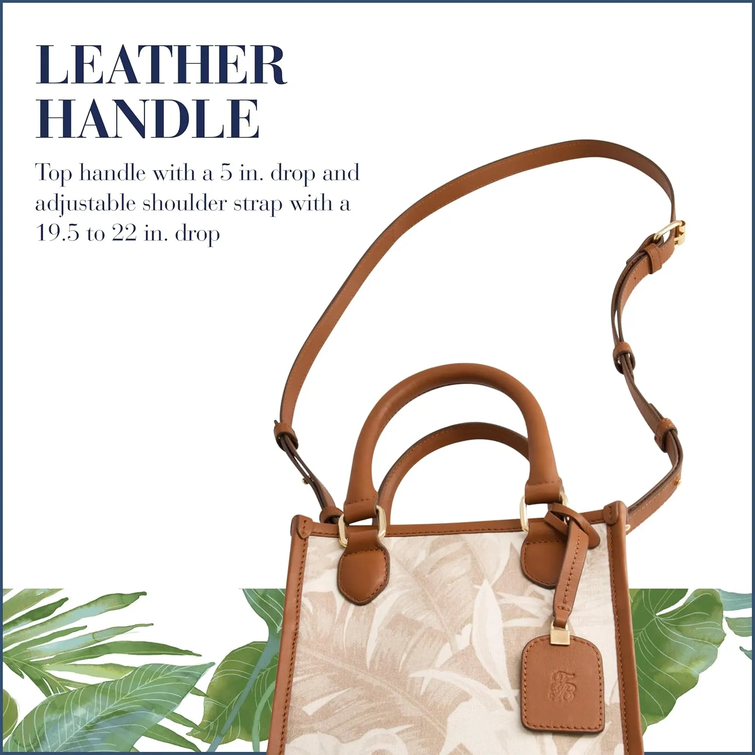 Tommy Bahama Women's Tote Bag, North South Travel Purse Handbag with Adjustable Shoulder Strap and Leather Trim