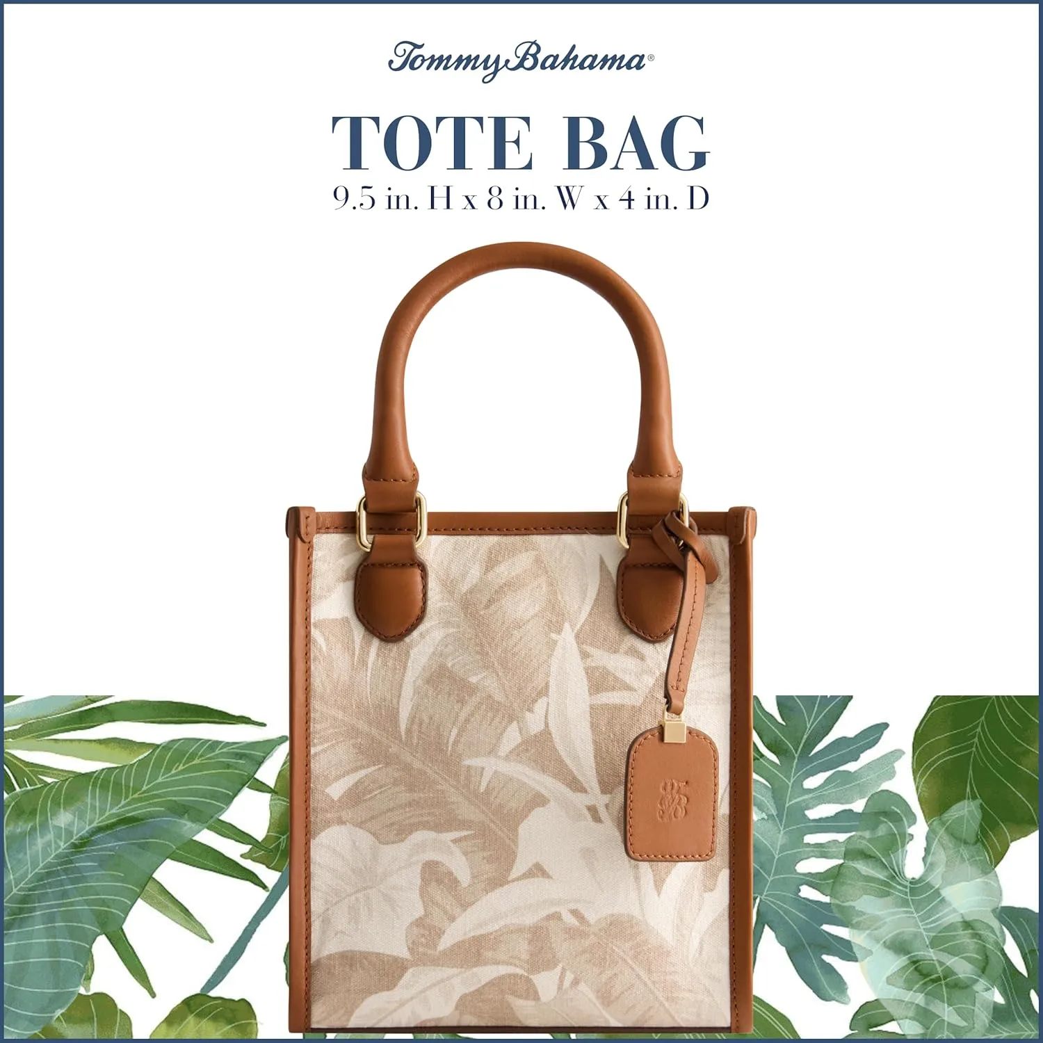 Tommy Bahama Women's Tote Bag, North South Travel Purse Handbag with Adjustable Shoulder Strap and Leather Trim