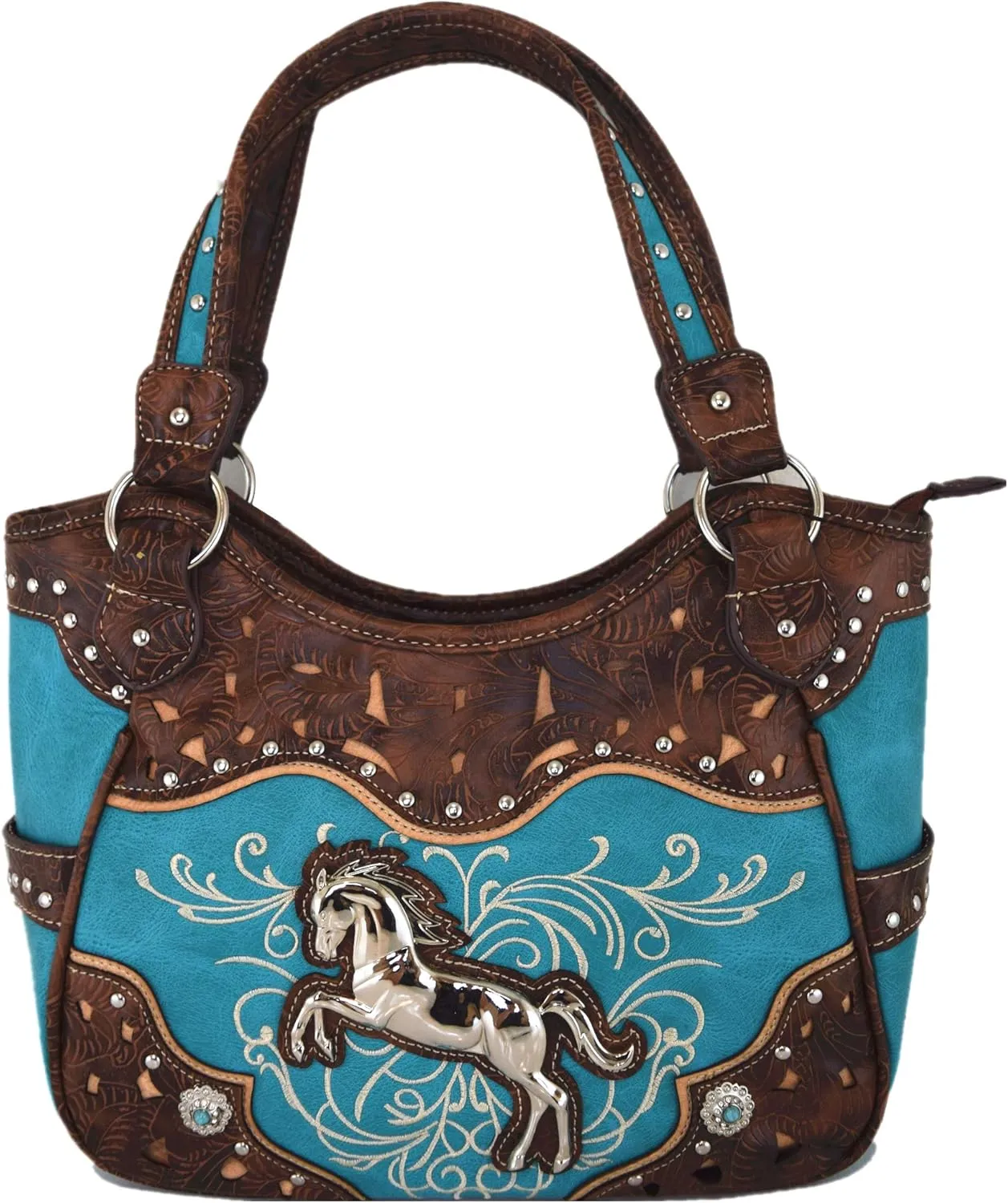 Tooled Leather Laser Cut Western Style Horse Cowgirl Purse Country Totes Women Handbag Everyday Shoulder Bags Wallet Set