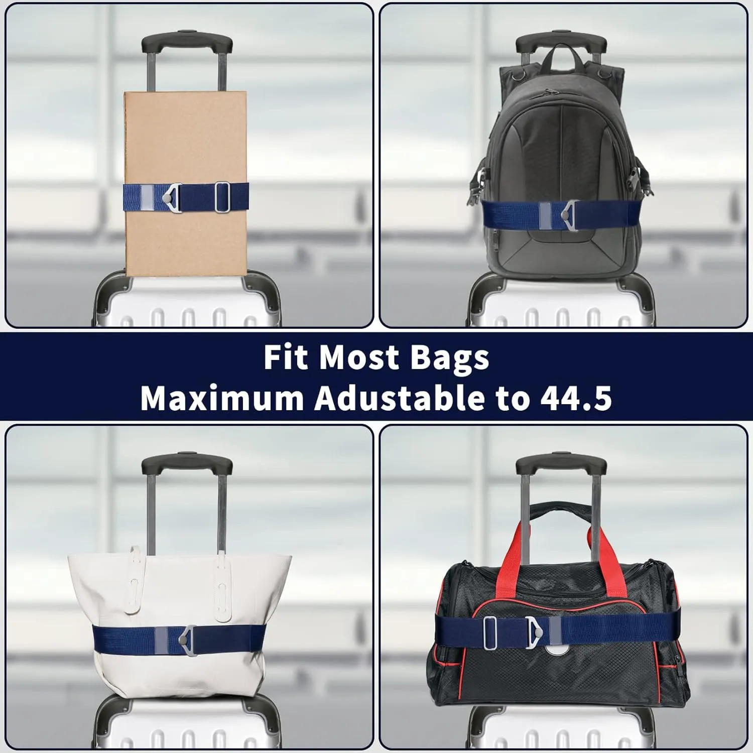 TOOVREN 2-in-1 Luggage Straps Add a Bag Bungees Travel Belt for Luggage Strap for Backpack Attachment Over Handle Carry On Bag Adjustable Elastic Suitcases Belt Travel Accessories Blue