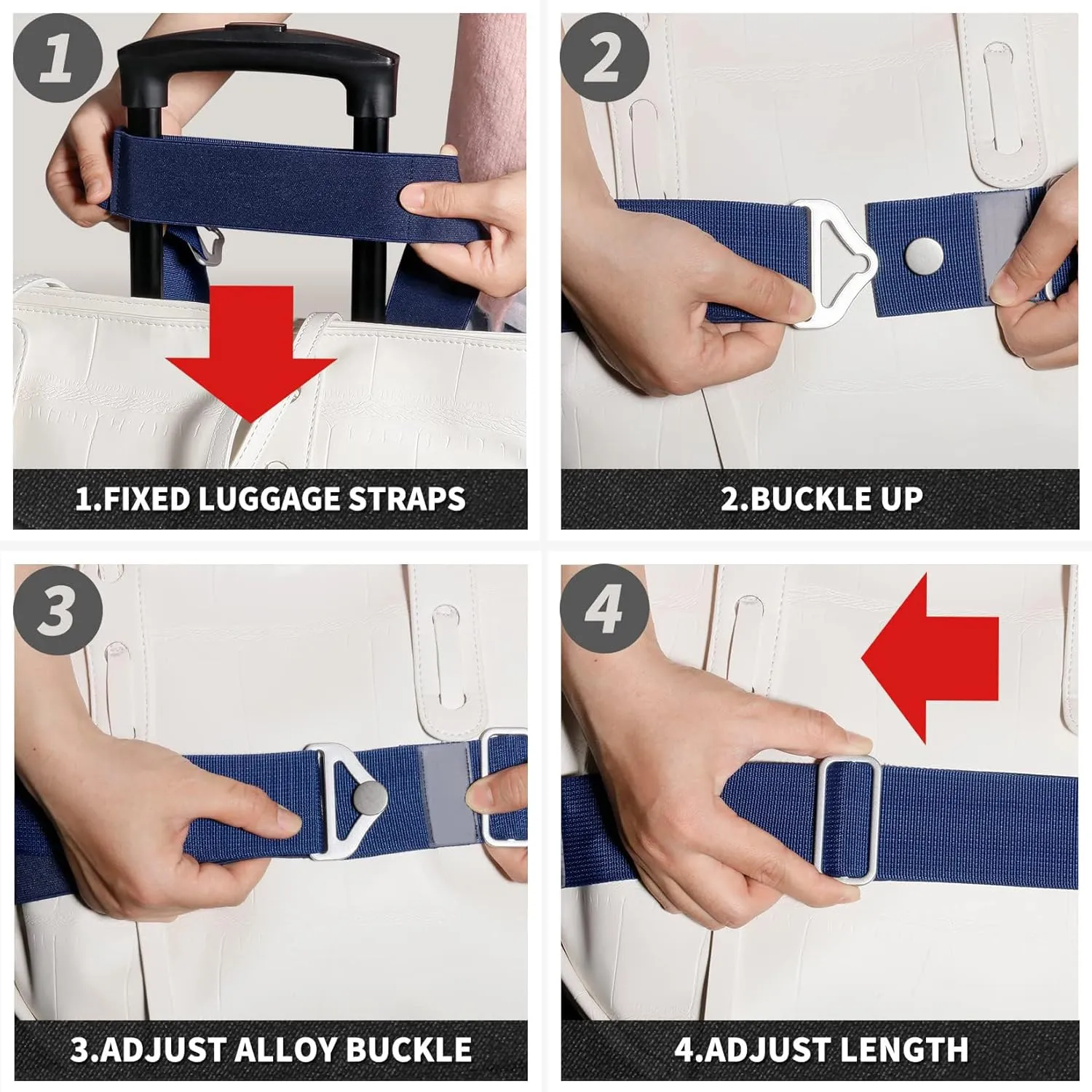 TOOVREN 2-in-1 Luggage Straps Add a Bag Bungees Travel Belt for Luggage Strap for Backpack Attachment Over Handle Carry On Bag Adjustable Elastic Suitcases Belt Travel Accessories Blue