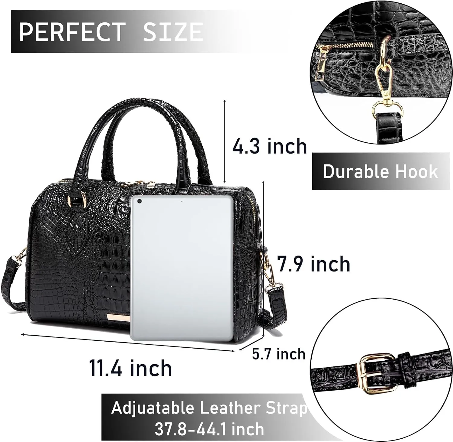 Top-Handle Crocodile Purses For Women Crossbody Leather Bags Trendy Large Capacity Tote with Shoulder Strap