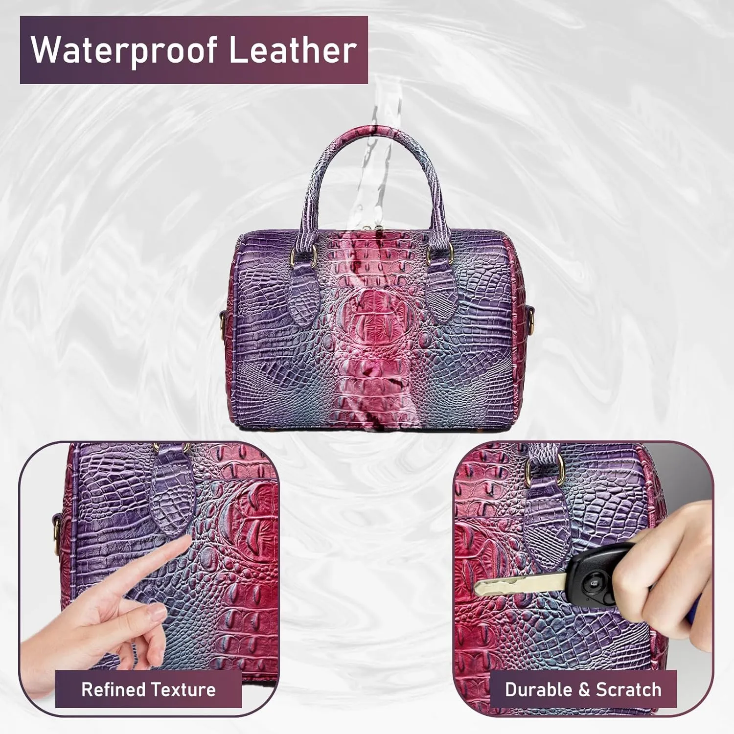 Top-Handle Crocodile Purses For Women Crossbody Leather Bags Trendy Large Capacity Tote with Shoulder Strap