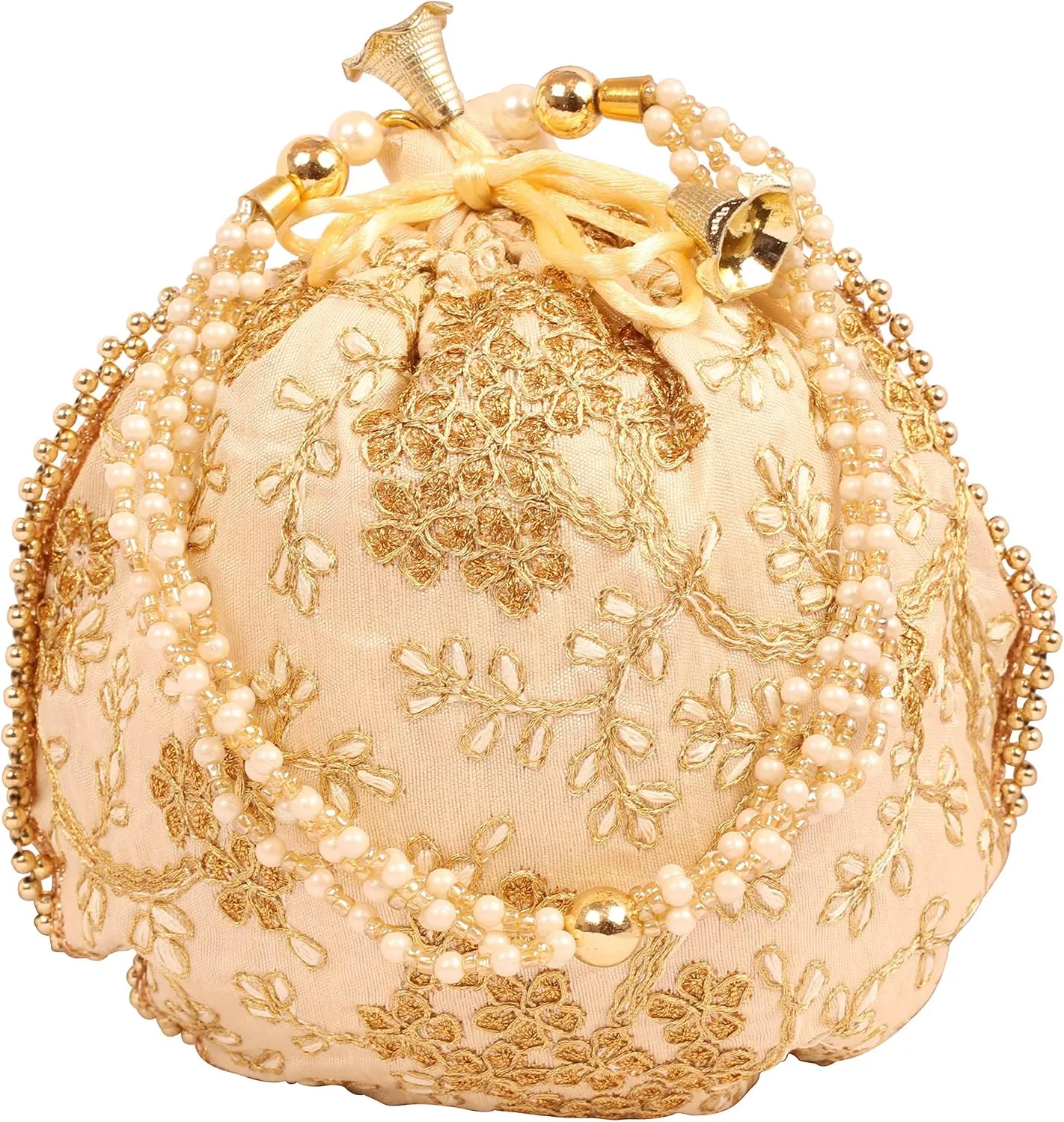 Touchstone Traditional Indian Hand Embroidered Jewelry Sweet Distribution Drawstring Fancy Colourful Purses Pouch for Women.