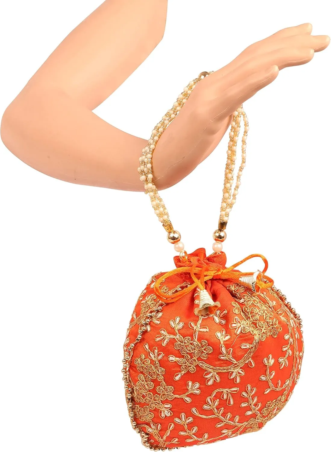 Touchstone Traditional Indian Hand Embroidered Jewelry Sweet Distribution Drawstring Fancy Colourful Purses Pouch for Women.