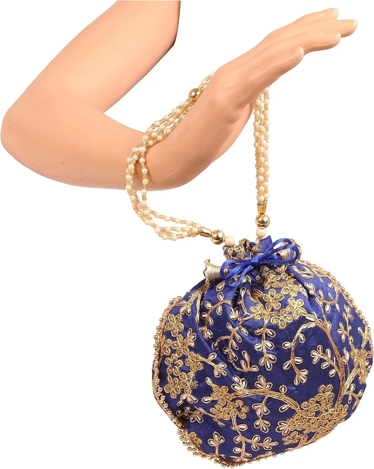 Touchstone Traditional Indian Hand Embroidered Jewelry Sweet Distribution Drawstring Fancy Colourful Purses Pouch for Women.