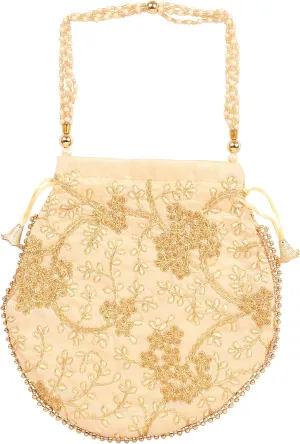 Touchstone Traditional Indian Hand Embroidered Jewelry Sweet Distribution Drawstring Fancy Colourful Purses Pouch for Women.