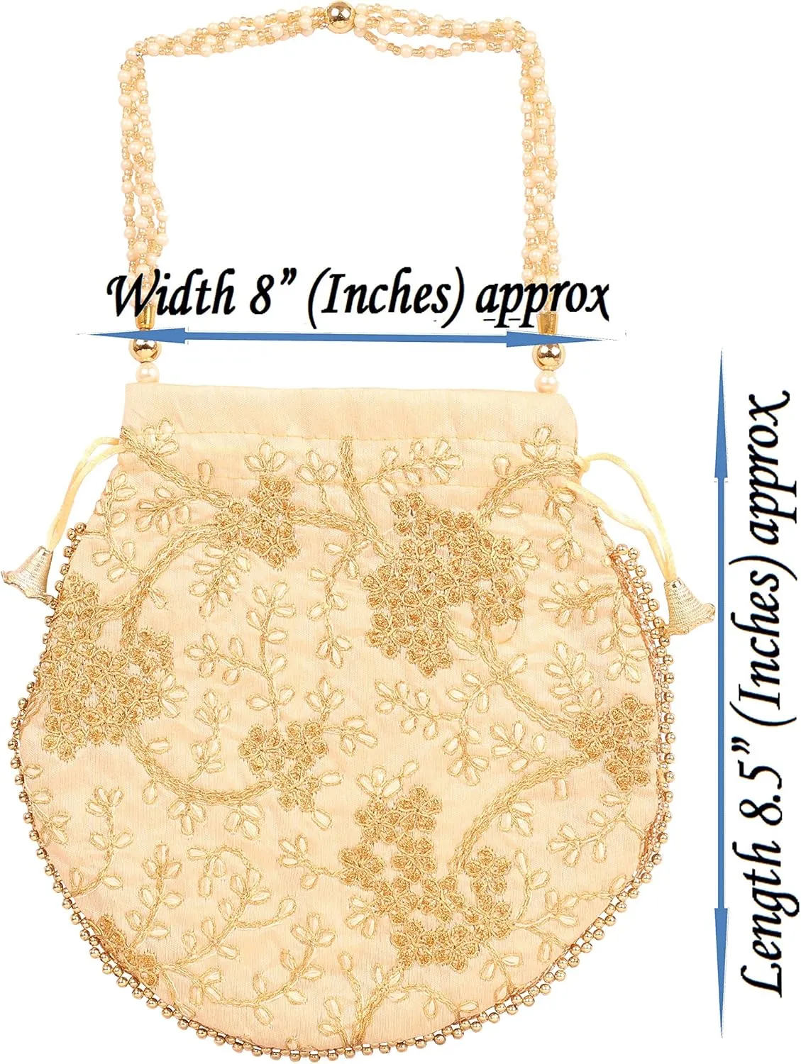 Touchstone Traditional Indian Hand Embroidered Jewelry Sweet Distribution Drawstring Fancy Colourful Purses Pouch for Women.
